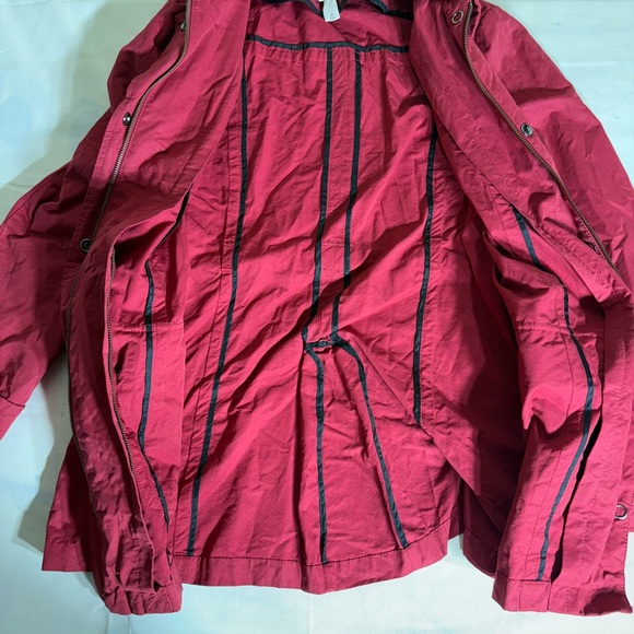 Women's Medium Ann Taylor Loft Outlet Hooded Red Utility Jacket Pockets - Picture 8 of 9